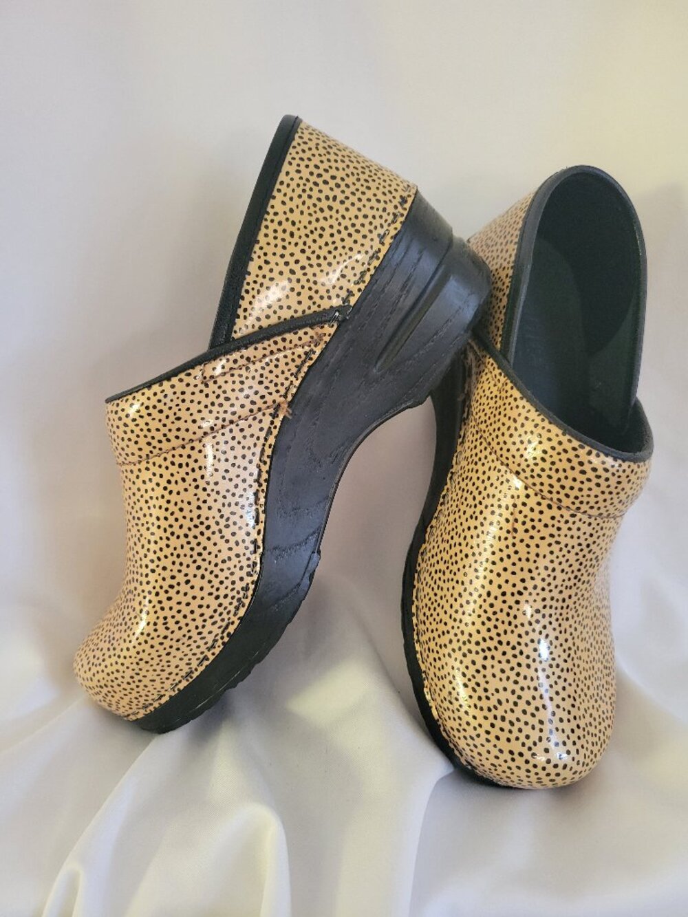 Sanita Original Danish Clogs Women's 35 US 5 5.5 Patent Leather Animal Print